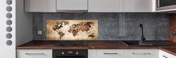 Keuken achterwand Wereldkaart van hout