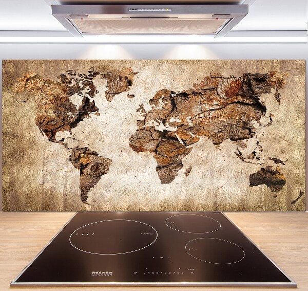 Keuken achterwand Wereldkaart van hout