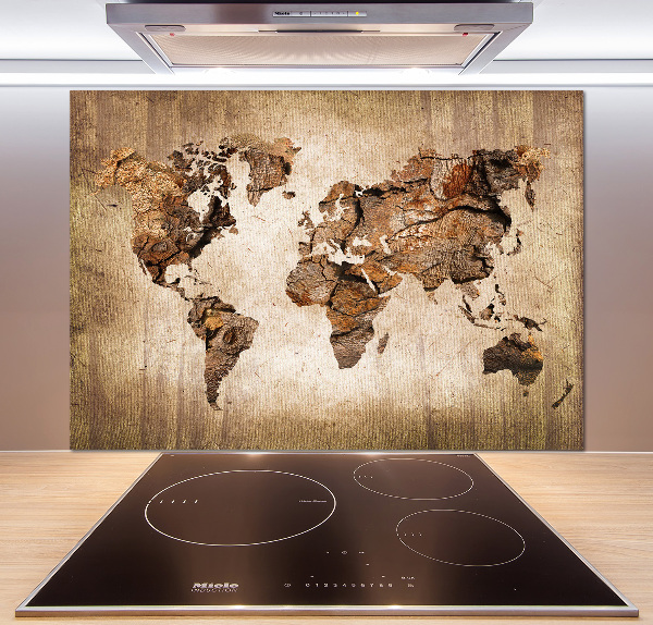 Keuken achterwand Wereldkaart van hout