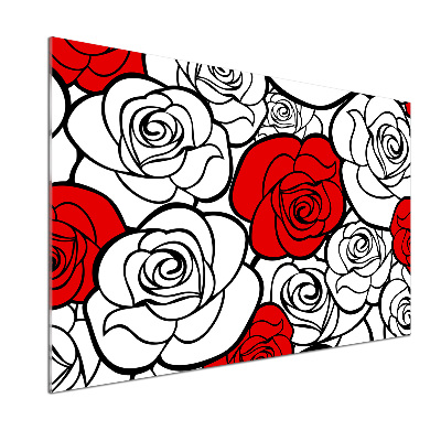 Panel szklany do kuchni Róże