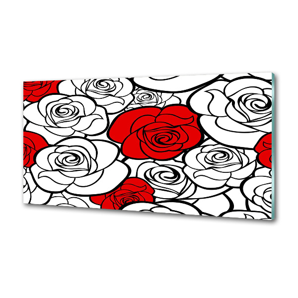 Panel szklany do kuchni Róże