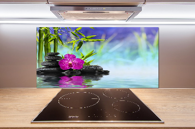 Glazen achterwand keuken Bamboe-orchidee