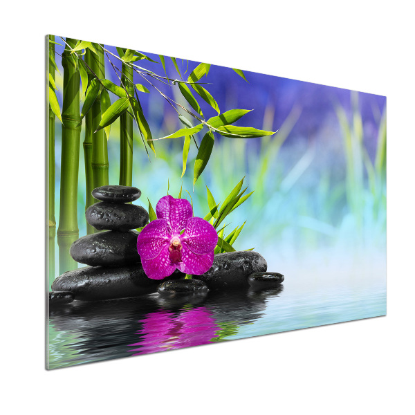Glazen achterwand keuken Bamboe-orchidee