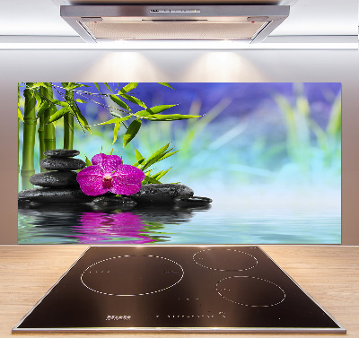 Glazen achterwand keuken Bamboe-orchidee