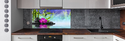 Glazen achterwand keuken Bamboe-orchidee