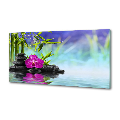 Glazen achterwand keuken Bamboe-orchidee