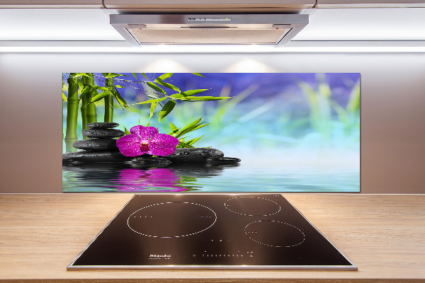 Glazen achterwand keuken Bamboe-orchidee