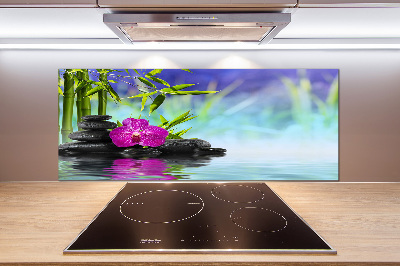 Glazen achterwand keuken Bamboe-orchidee