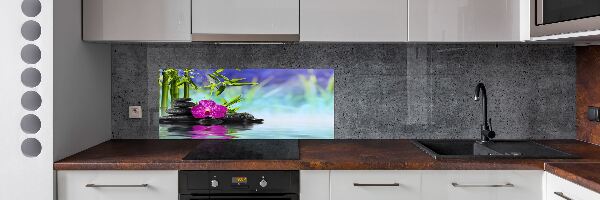 Glazen achterwand keuken Bamboe-orchidee