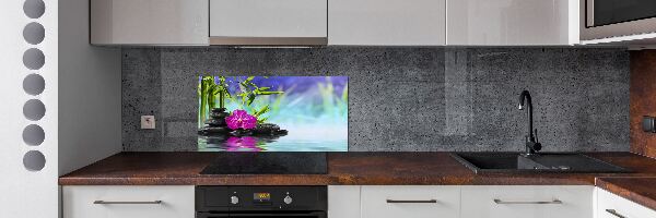 Glazen achterwand keuken Bamboe-orchidee