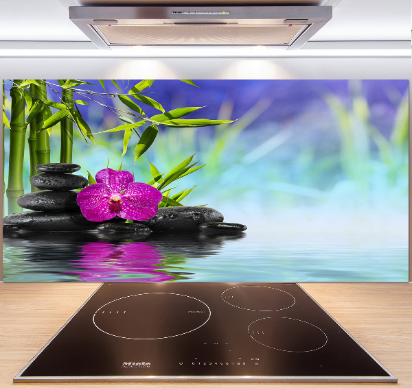 Glazen achterwand keuken Bamboe-orchidee