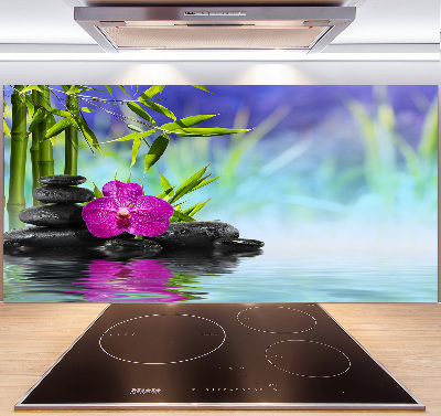 Glazen achterwand keuken Bamboe-orchidee