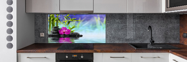 Glazen achterwand keuken Bamboe-orchidee