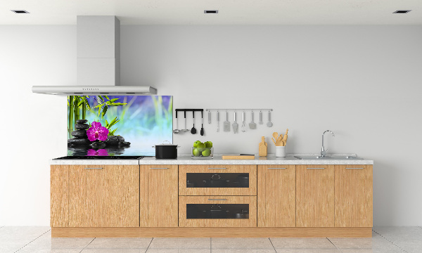Glazen achterwand keuken Bamboe-orchidee