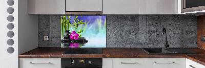 Glazen achterwand keuken Bamboe-orchidee