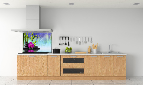 Glazen achterwand keuken Bamboe-orchidee