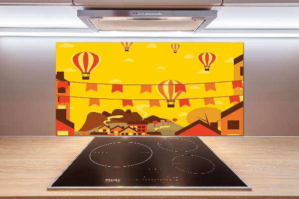 Achterwand keuken Ballonnen boven de stad