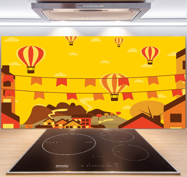 Achterwand keuken Ballonnen boven de stad