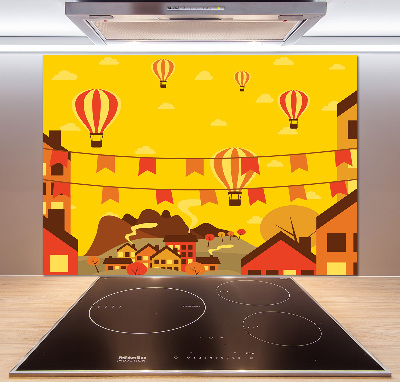 Achterwand keuken Ballonnen boven de stad