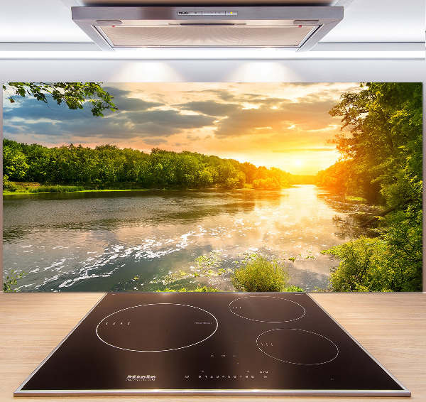 Achterwand keuken Schemering op de rivier