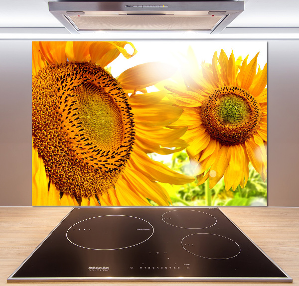 Spatscherm keuken Zonnebloemen