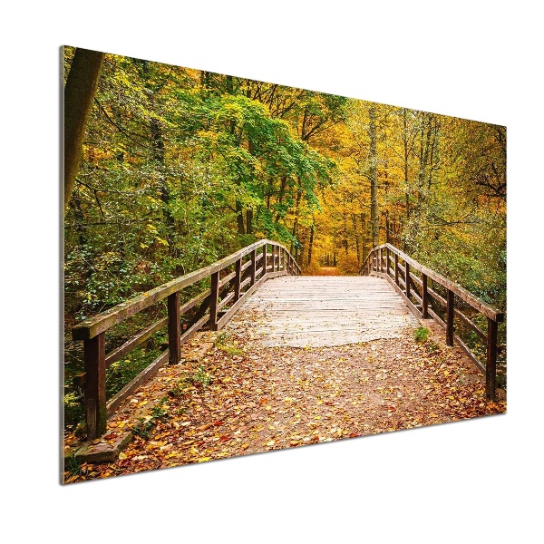 Glazen achterwand keuken Brug in het herfstbos