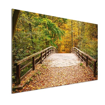 Glazen achterwand keuken Brug in het herfstbos