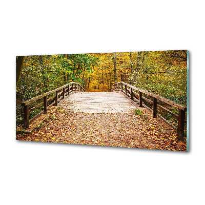 Glazen achterwand keuken Brug in het herfstbos
