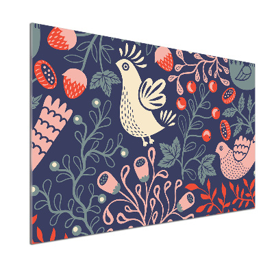 Panel do kuchni Kury sowa rośliny