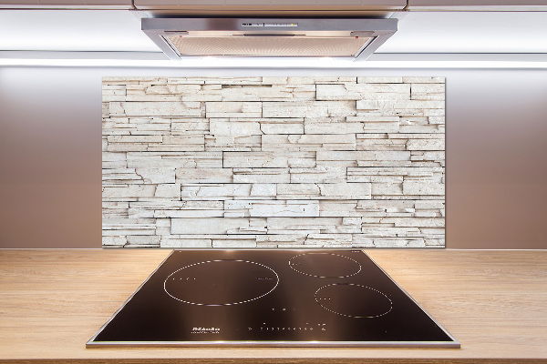 Glazen achterwand keuken Witte stenen muur