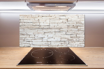 Glazen achterwand keuken Witte stenen muur