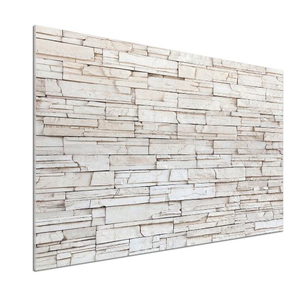 Glazen achterwand keuken Witte stenen muur