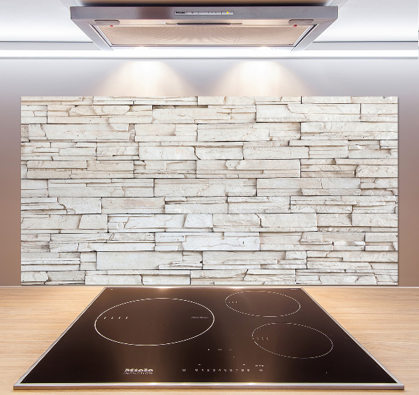Glazen achterwand keuken Witte stenen muur