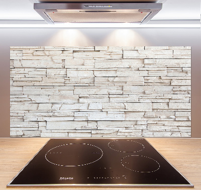 Glazen achterwand keuken Witte stenen muur