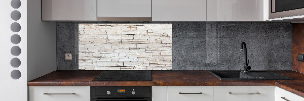 Glazen achterwand keuken Witte stenen muur