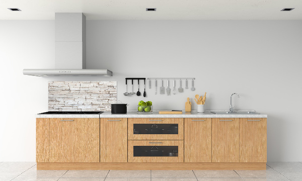 Glazen achterwand keuken Witte stenen muur