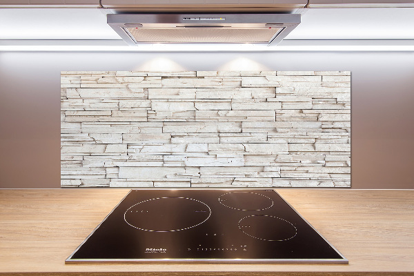 Glazen achterwand keuken Witte stenen muur