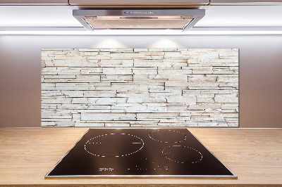 Glazen achterwand keuken Witte stenen muur