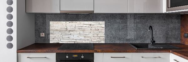 Glazen achterwand keuken Witte stenen muur