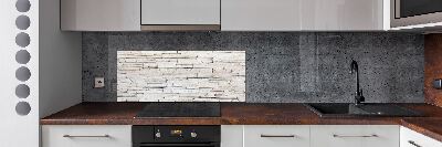 Glazen achterwand keuken Witte stenen muur