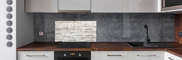 Glazen achterwand keuken Witte stenen muur
