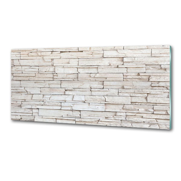 Glazen achterwand keuken Witte stenen muur