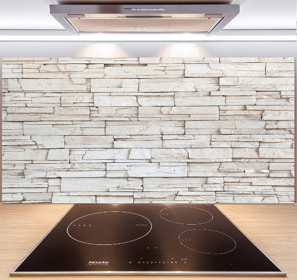 Glazen achterwand keuken Witte stenen muur
