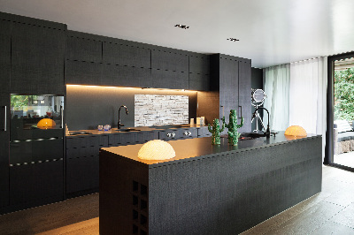 Glazen achterwand keuken Witte stenen muur