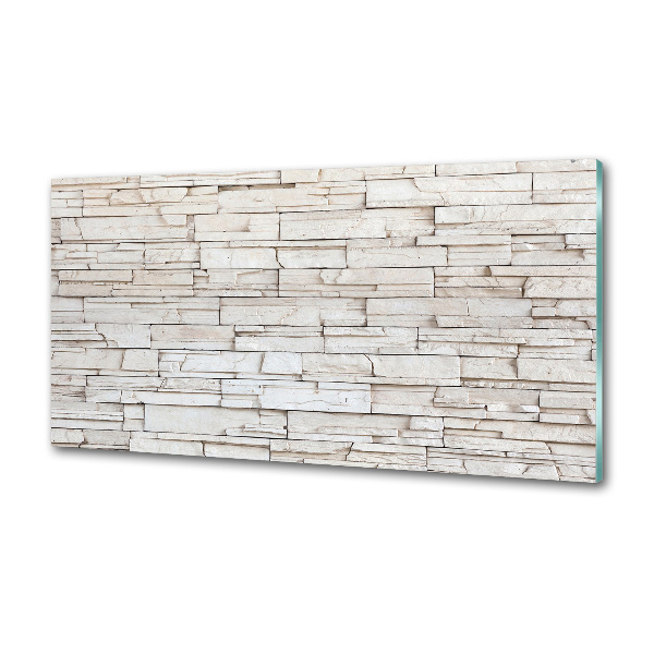 Glazen achterwand keuken Witte stenen muur