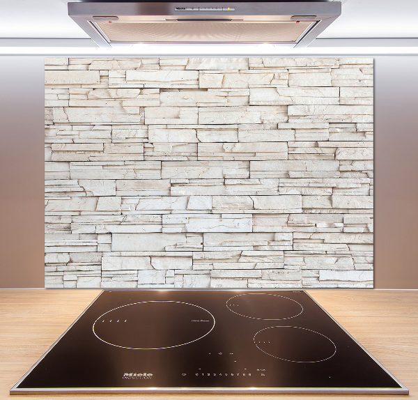 Panel lacobel Biała ściana kamień