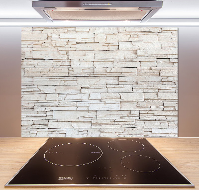 Glazen achterwand keuken Witte stenen muur