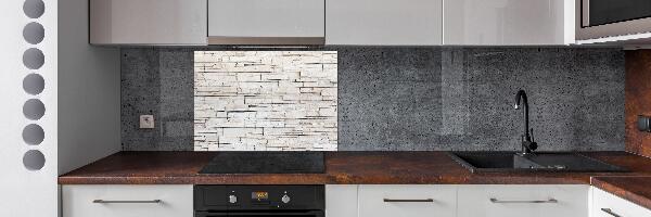 Glazen achterwand keuken Witte stenen muur