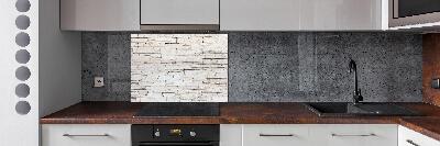 Glazen achterwand keuken Witte stenen muur