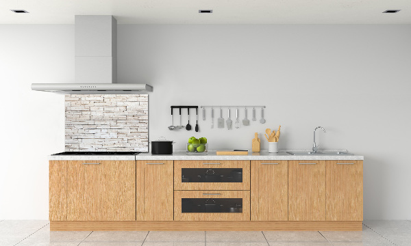 Glazen achterwand keuken Witte stenen muur